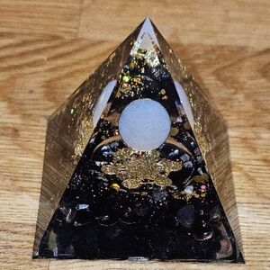 Opalite sphere Pyramid with Black Onyx Crystals
